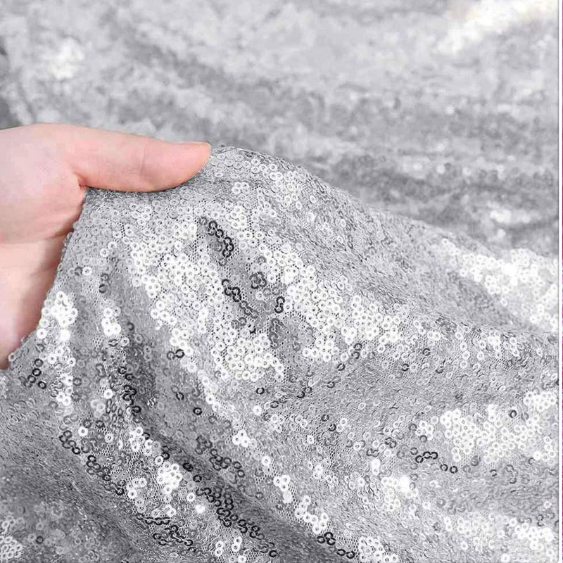 TCBESTO Silver Sequin Tablecloth 72" Shiny Glitter Round Table Cover Metallic Sequence Table Clothes for Birthday Party Baby Shower Wedding - Image 3